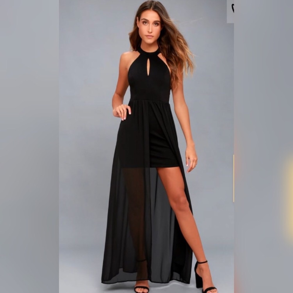 Lulu’s My Beloved Lace Black Maxi Dress